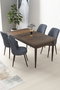Hanah Home Baroque, Fume Juego de Mesa y Sillas de Comedor de 5 Piezas, Aglomerado Melamina, Patas Metal, 4 Sillas Tela Jerry, Color Barroco y Humo